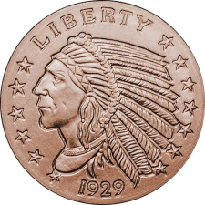 1/4 oz Copper Incuse Indian - Quarter Size (26.57mm)