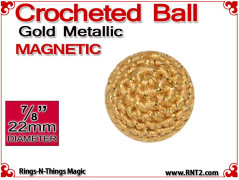 Gold Metallic Crochet Ball | 7/8 Inch (22mm) | Magnetic