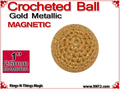Gold Metallic Crochet Ball | 1 Inch (25mm) | Magnetic