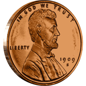 Copper Lincoln Wheat Penny - 39mm - obverse