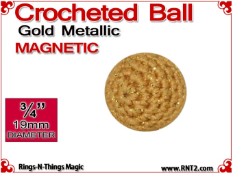 Gold Metallic Crochet Ball | 3/4 Inch (19mm) | Magnetic