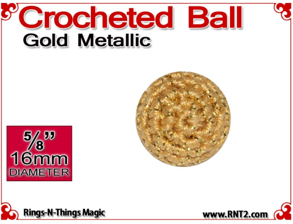 Gold Metallic Crochet Ball | 5/8 Inch (16mm)