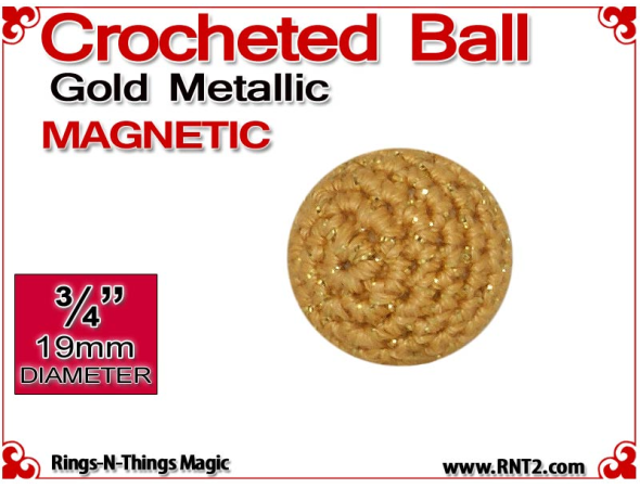 Gold Metallic Crochet Ball | 3/4 Inch (19mm) | Magnetic