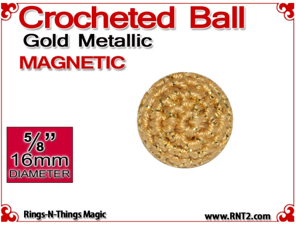 Gold Metallic Crochet Ball | 5/8 Inch (16mm) | Magnetic