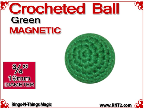 Green Crochet Ball | 3/4 Inch (19mm) | Magnetic