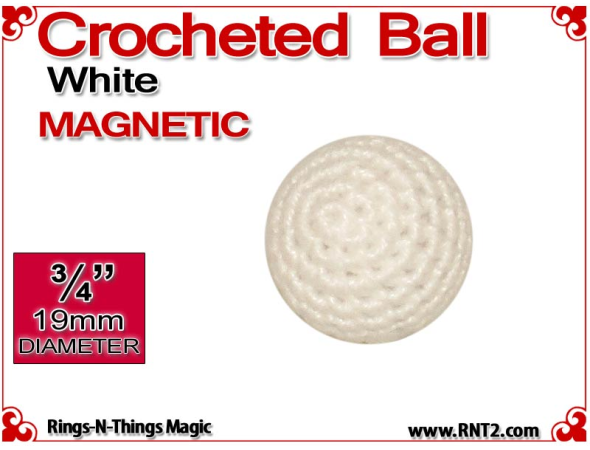 White Crochet Ball | 3/4 Inch (19mm) | Magnetic