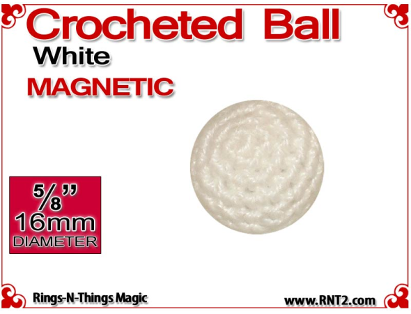 White Crochet Ball | 5/8 Inch (16mm) | Magnetic
