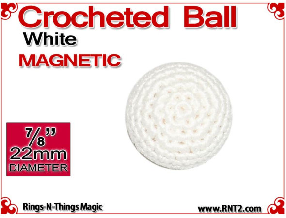 White Crochet Ball | 7/8 Inch (22mm) | Magnetic