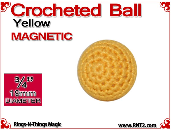 Yellow Crochet Ball | 3/4 Inch (19mm) | Magnetic