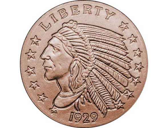 1/4 oz Copper Incuse Indian - Quarter Size (26.57mm)