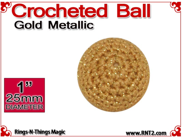 Gold Metallic Crochet Ball | 1 Inch (25mm)