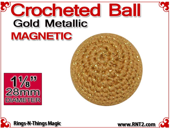 Gold Metallic Crochet Ball | 1 1/8 Inch (28mm) | Magnetic