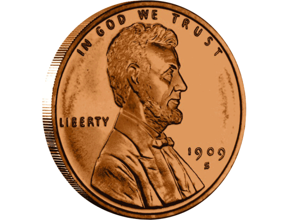 Copper Lincoln Wheat Penny - 39mm - obverse