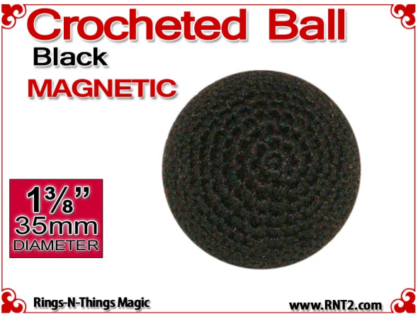 Black Crochet Ball | 1 3/8 Inch (35mm) | Magnetic