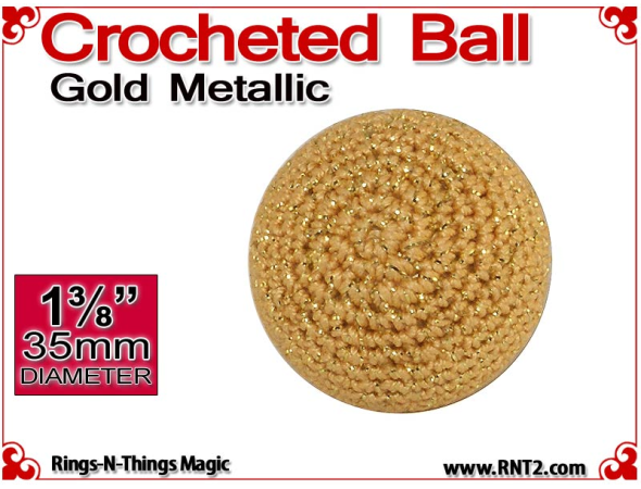 Gold Metallic Crochet Ball | 1 3/8 Inch (35mm)