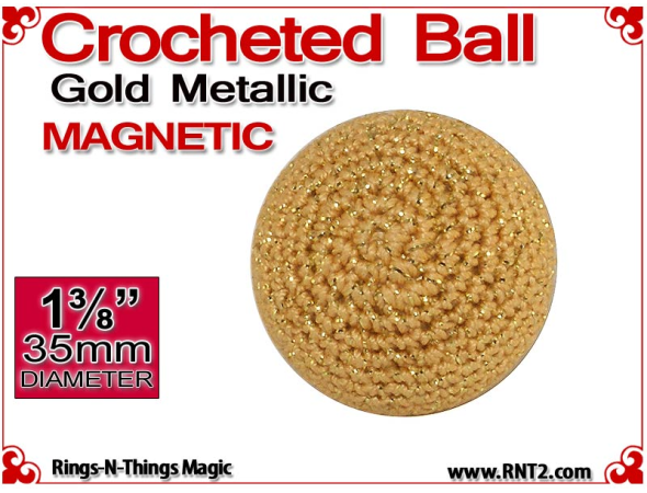 Gold Metallic Crochet Ball | 1 3/8 Inch (35mm) | Magnetic