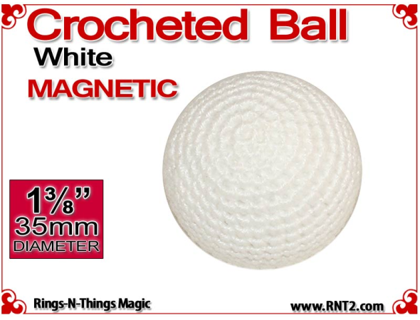 White Crochet Ball | 1 3/8 Inch (35mm) | Magnetic
