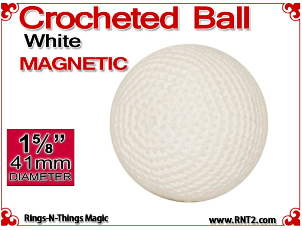 White Crochet Ball | 1 5/8 Inch (41mm) | Magnetic