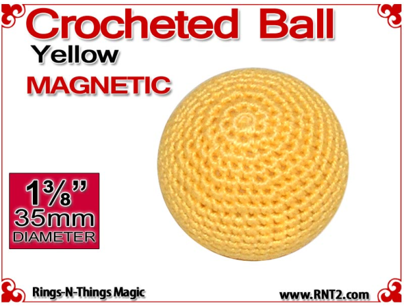 Yellow Crochet Ball | 1 3/8 Inch (35mm) | Magnetic