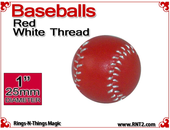 Red Leather Baseball | 1 Inch (25mm) by Leo Smetsers