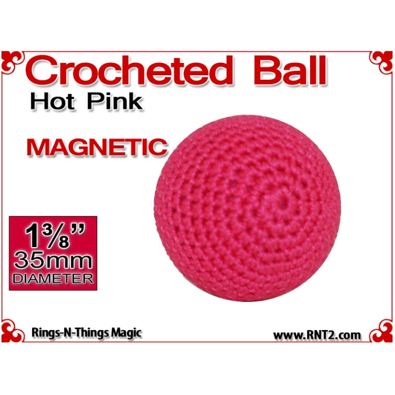 Hot Pink Crochet Ball | 1 3/8 Inch (35mm) | Magnetic