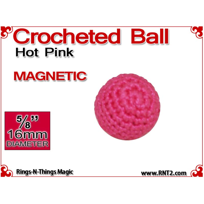 Hot Pink Crochet Ball | 5/8 Inch (16mm) | Magnetic