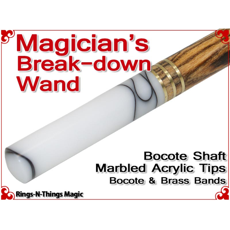 Magicians Break-Down Wand | Bocote & Marbled Acrylic Tips