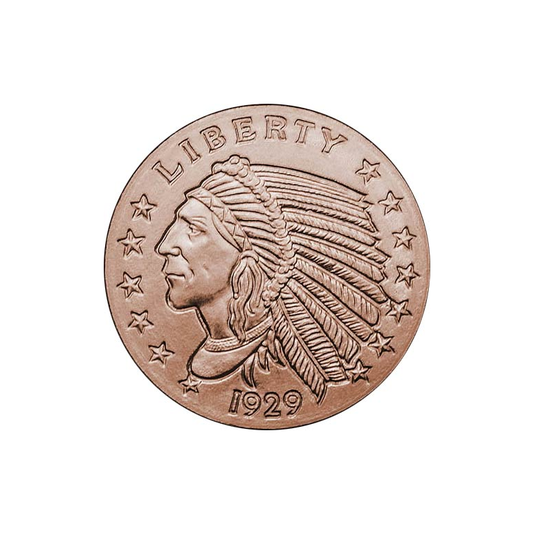 1/4 oz Copper Incuse Indian - Quarter Size (26.57mm)