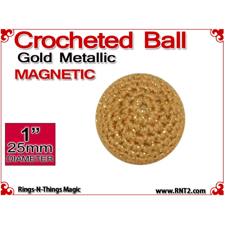 Gold Metallic Crochet Ball | 1 Inch (25mm) | Magnetic