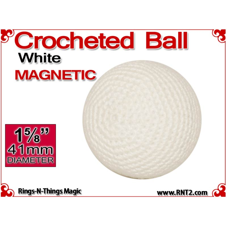 White Crochet Ball | 1 5/8 Inch (41mm) | Magnetic