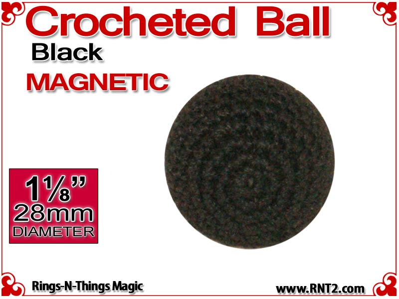 Black Crochet Ball | 1 1/8 Inch (28mm) | Magnetic