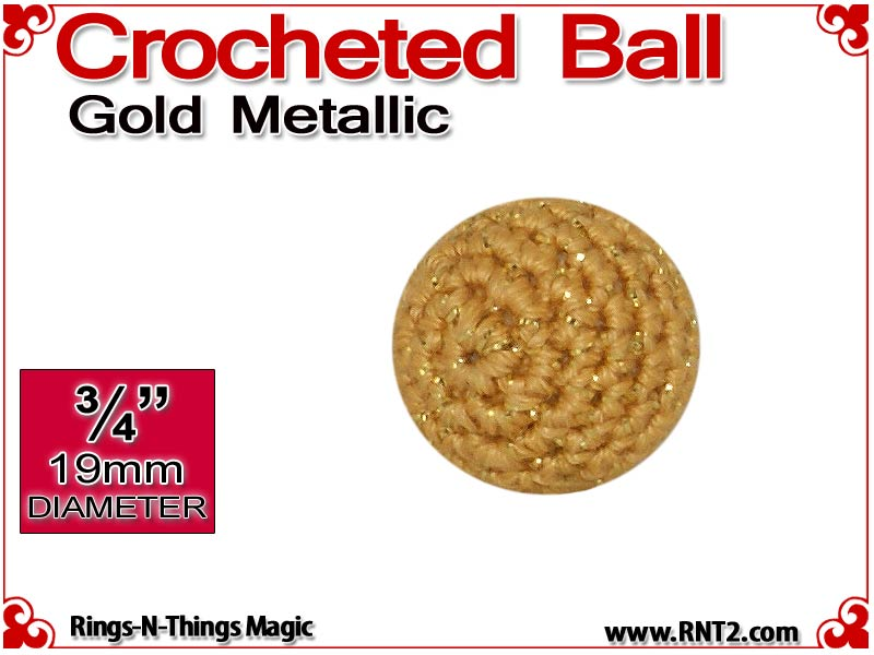 Gold Metallic Crochet Ball | 3/4 Inch (19mm)