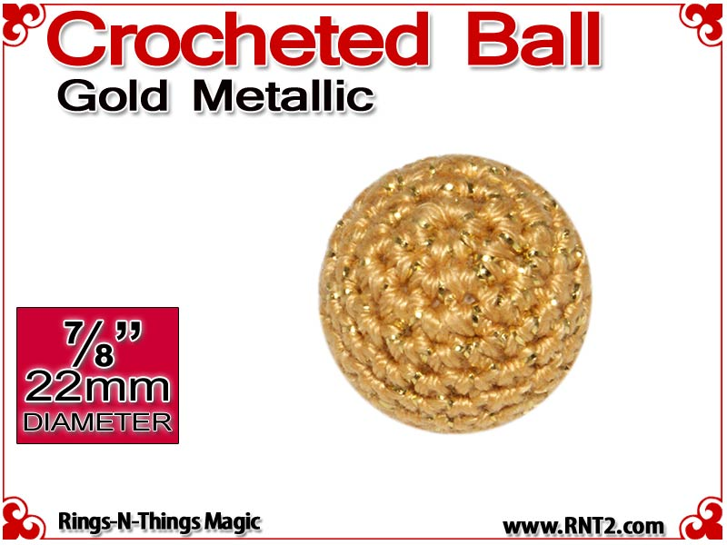Gold Metallic Crochet Ball | 7/8 Inch (22mm)