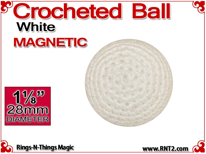 White Crochet Ball | 1 1/8 Inch (28mm) | Magnetic
