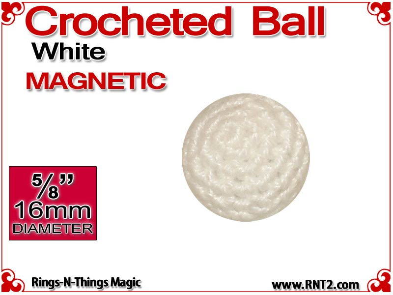 White Crochet Ball | 5/8 Inch (16mm) | Magnetic