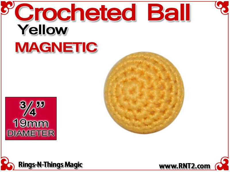 Yellow Crochet Ball | 3/4 Inch (19mm) | Magnetic