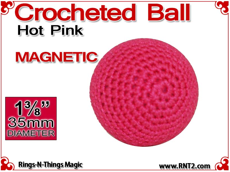 Hot Pink Crochet Ball | 1 3/8 Inch (35mm) | Magnetic