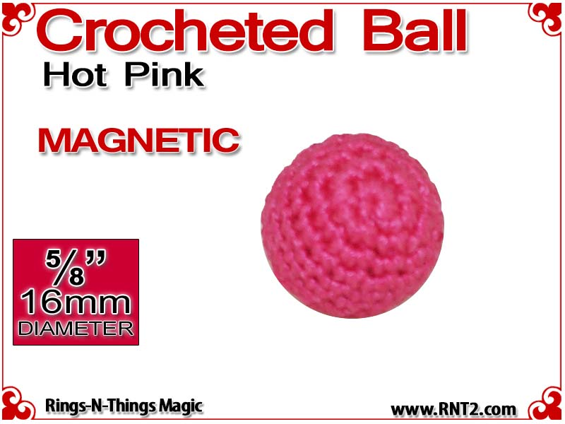 Hot Pink Crochet Ball | 5/8 Inch (16mm) | Magnetic