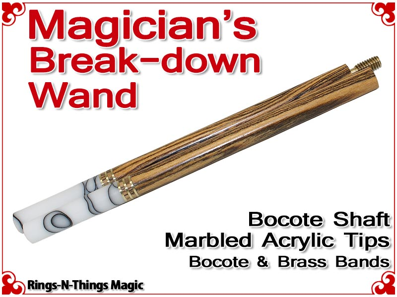 Magicians Break-Down Wand | Bocote & Marbled Acrylic Tips