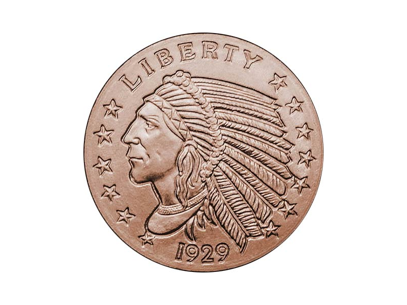 1/4 oz Copper Incuse Indian - Quarter Size (26.57mm)