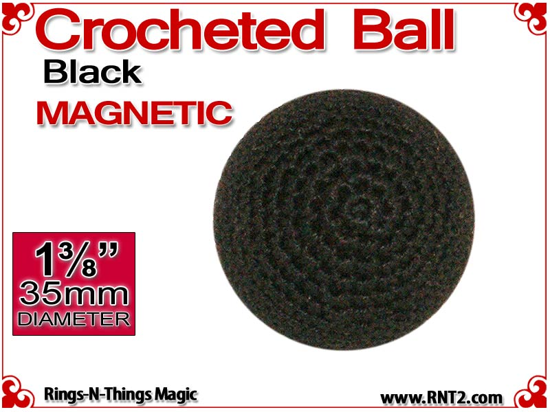 Black Crochet Ball | 1 3/8 Inch (35mm) | Magnetic