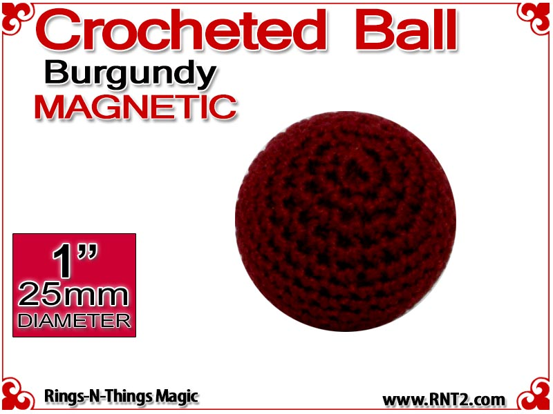 Burgundy Crochet Ball | 1 Inch (25mm) Magnetic