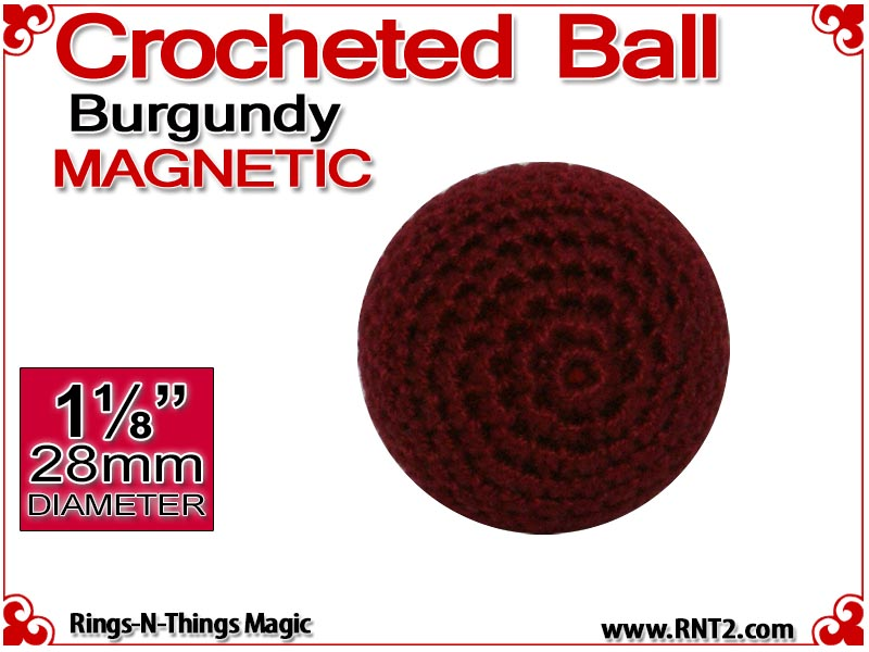 Burgundy Crochet Ball | 1 1/8 Inch (28mm) | Magnetic